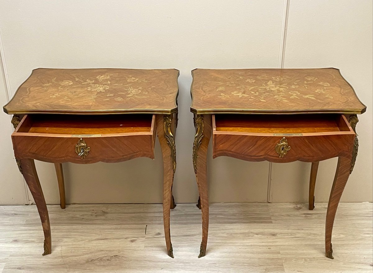 Pair Of Louis XV Marquetry Living Room Tables -photo-3