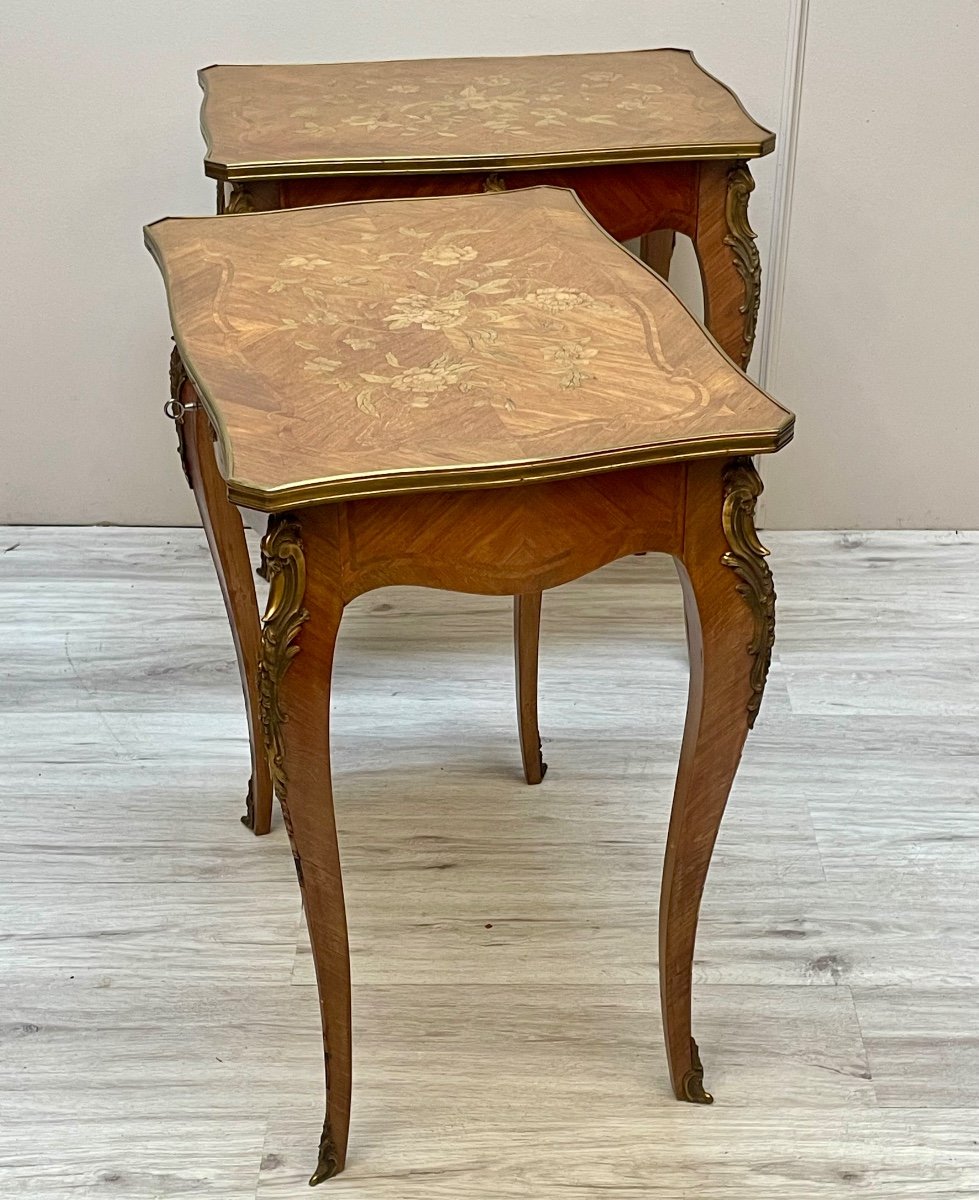 Pair Of Louis XV Marquetry Living Room Tables -photo-1