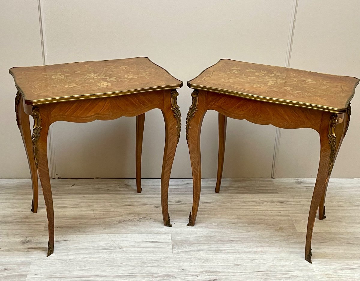 Pair Of Louis XV Marquetry Living Room Tables -photo-2