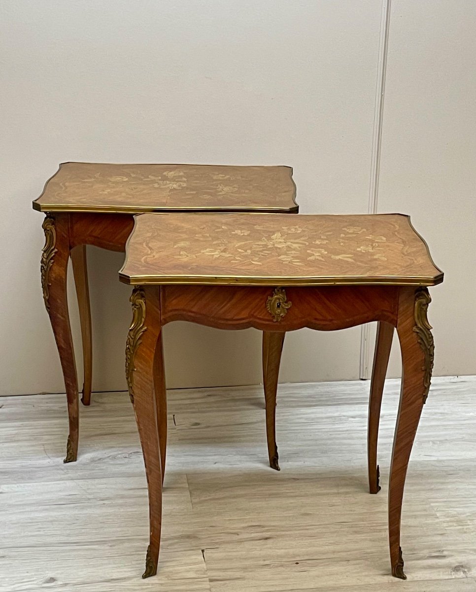 Pair Of Louis XV Marquetry Living Room Tables 