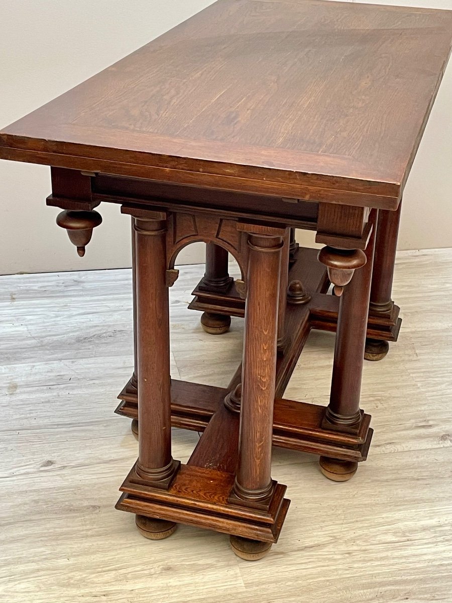 Italian Renaissance Table In Oak From The 19th Century-photo-2