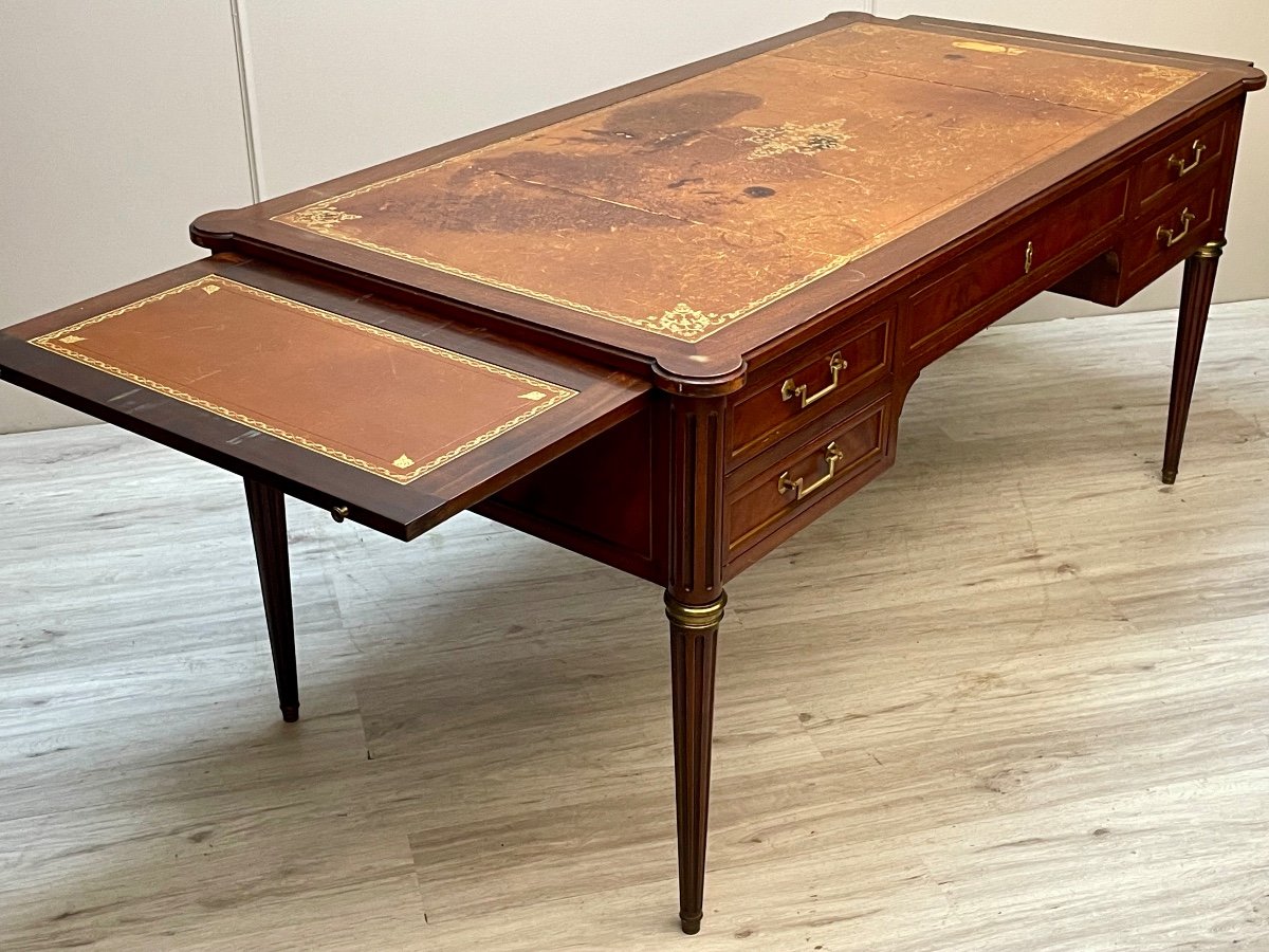 Large Louis XVI Flat Desk In Mahogany From The 19th Century -photo-2