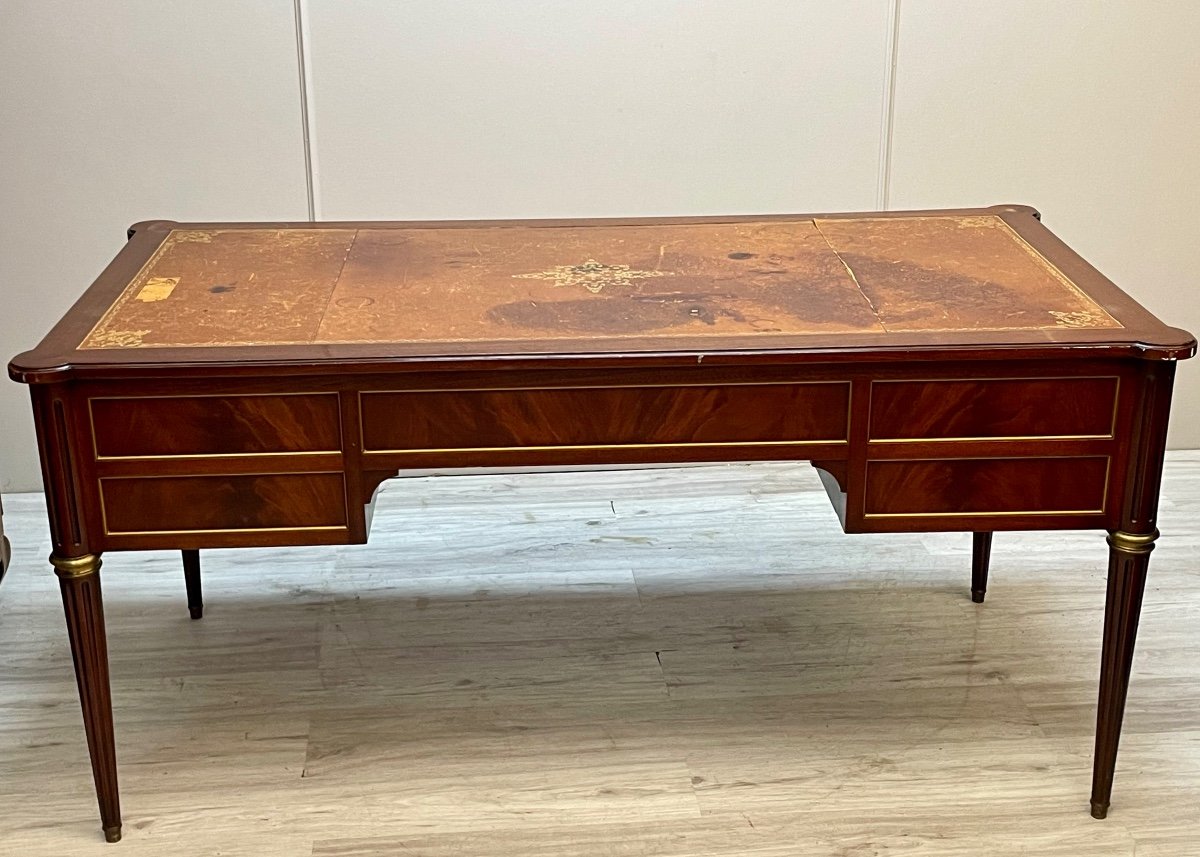 Large Louis XVI Flat Desk In Mahogany From The 19th Century -photo-2