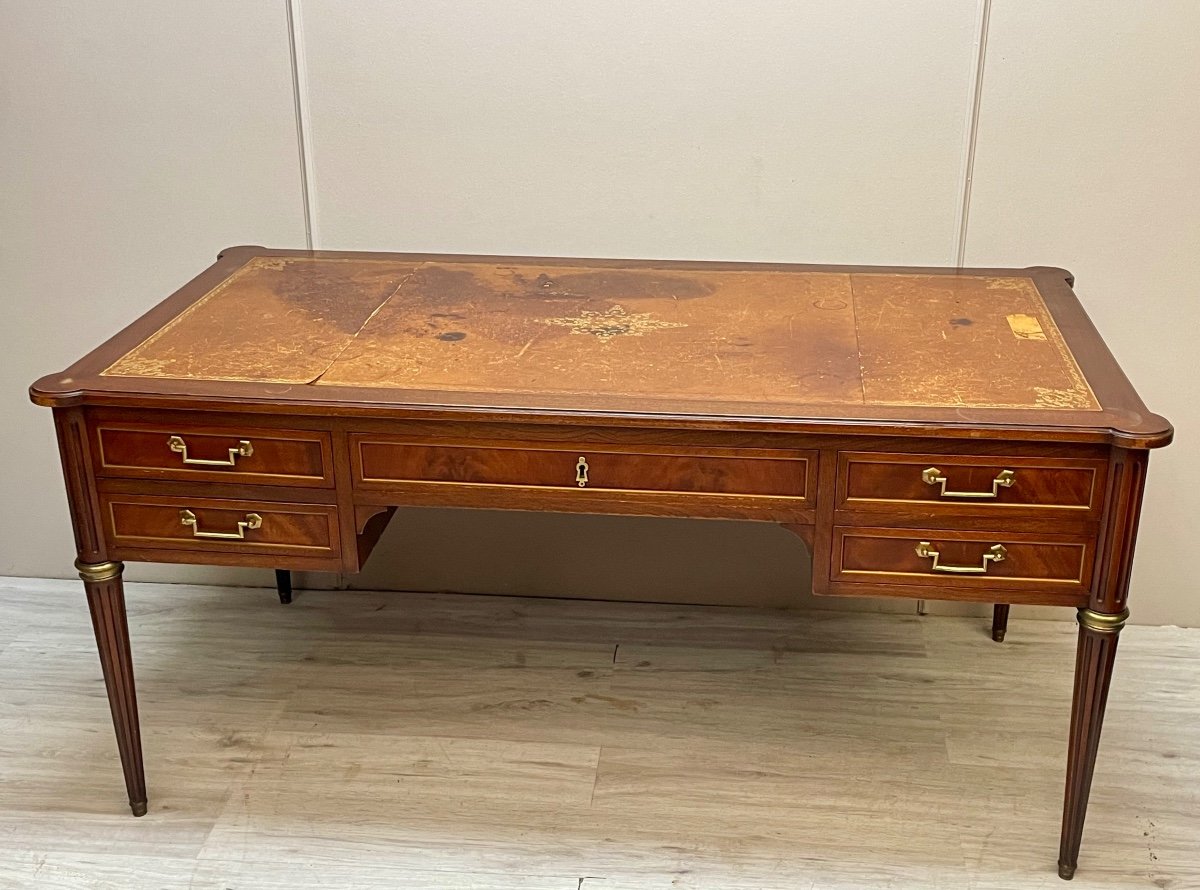 Large Louis XVI Flat Desk In Mahogany From The 19th Century -photo-4