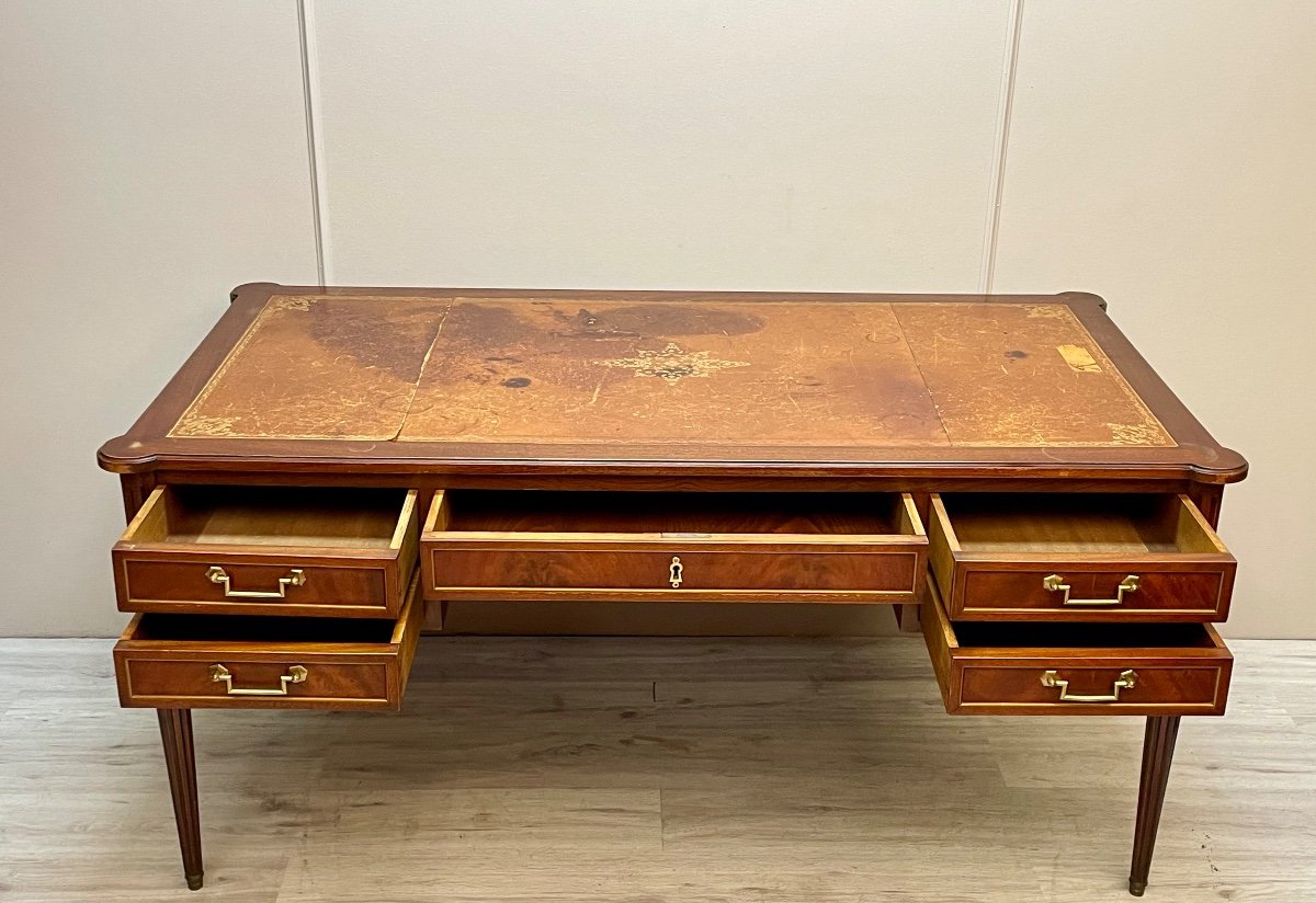 Large Louis XVI Flat Desk In Mahogany From The 19th Century -photo-5