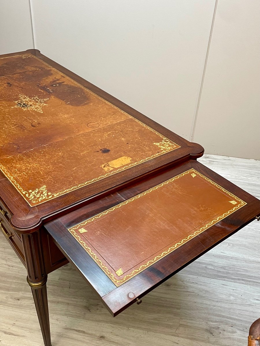 Large Louis XVI Flat Desk In Mahogany From The 19th Century -photo-6