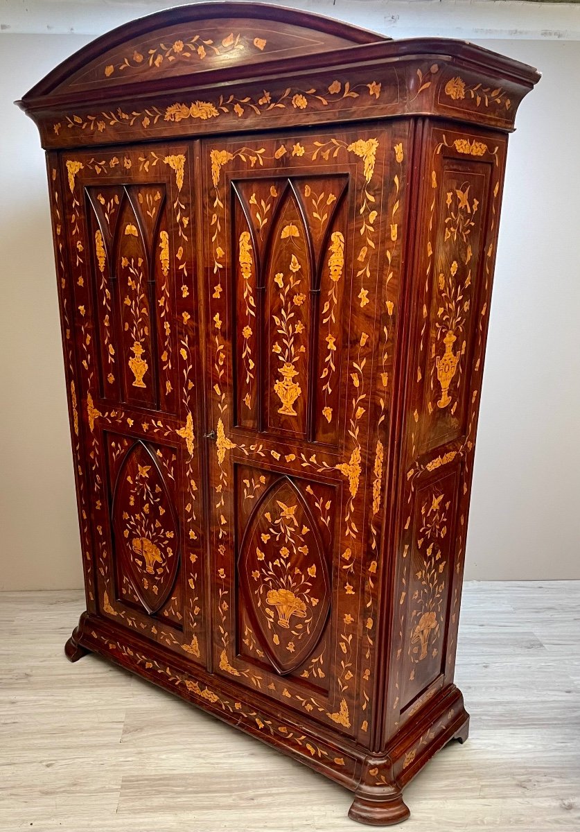 Exceptional 19th Charles X Cabinet In Marquetry -photo-2