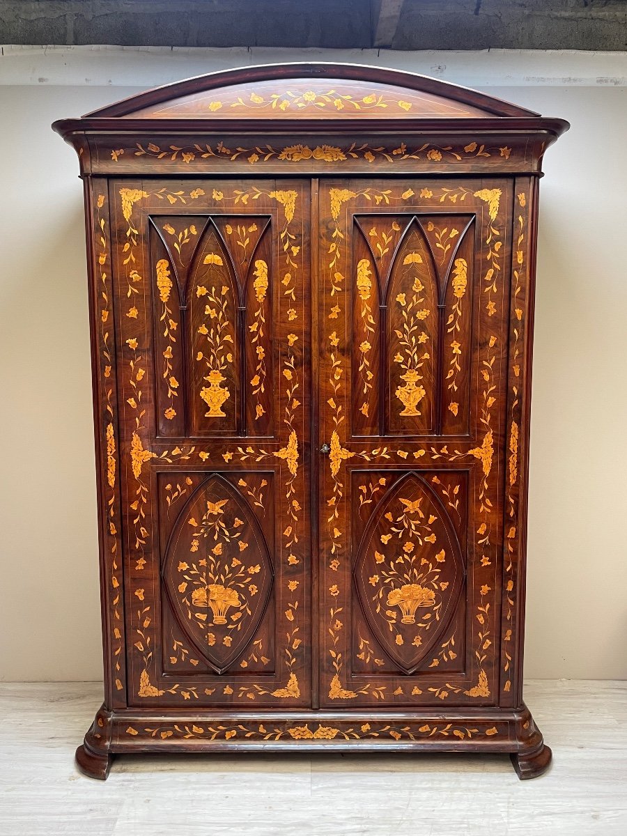 Exceptional 19th Charles X Cabinet In Marquetry 