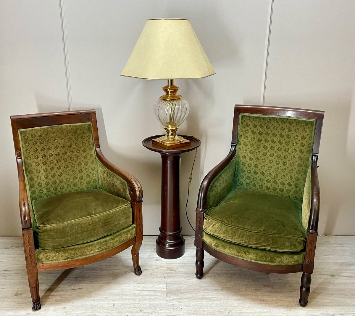 Pair Of Empire Period Mahogany Bergeres 