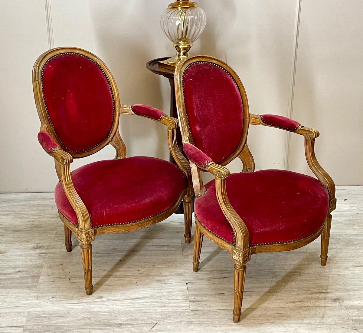 Pair Of Walnut Armchairs From The Louis XVI Period -photo-3