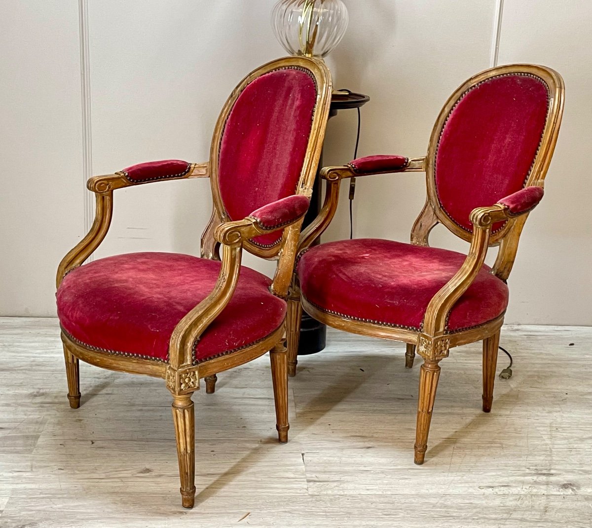 Pair Of Walnut Armchairs From The Louis XVI Period -photo-4