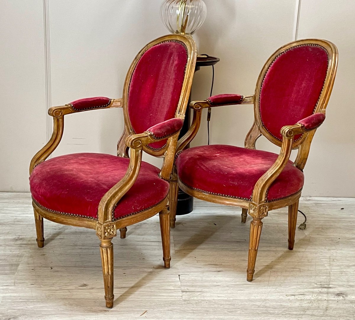 Pair Of Walnut Armchairs From The Louis XVI Period -photo-1