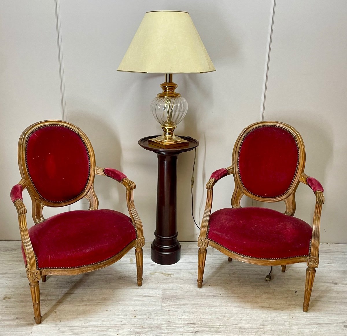 Pair Of Walnut Armchairs From The Louis XVI Period 