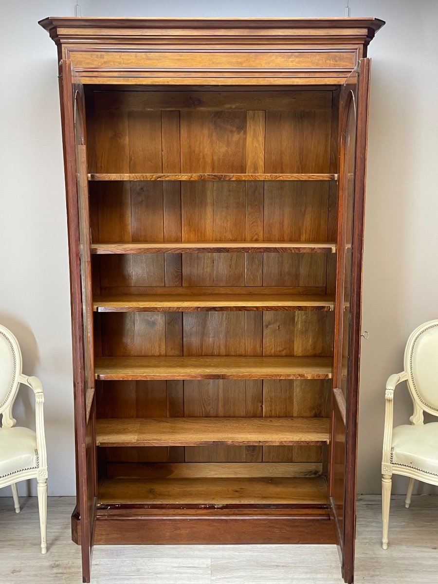 Large 19th Century Flamed Mahogany Bookcase -photo-4