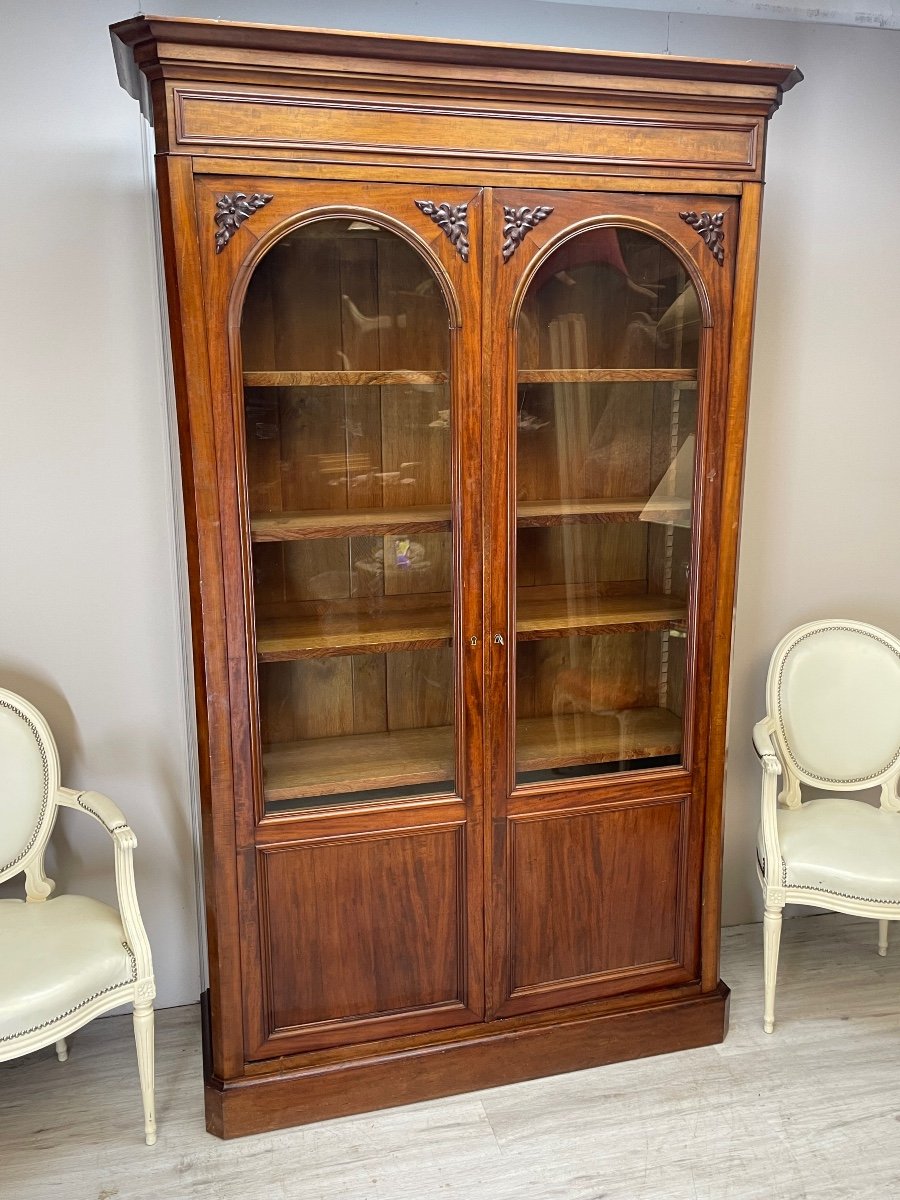 Large 19th Century Flamed Mahogany Bookcase -photo-2