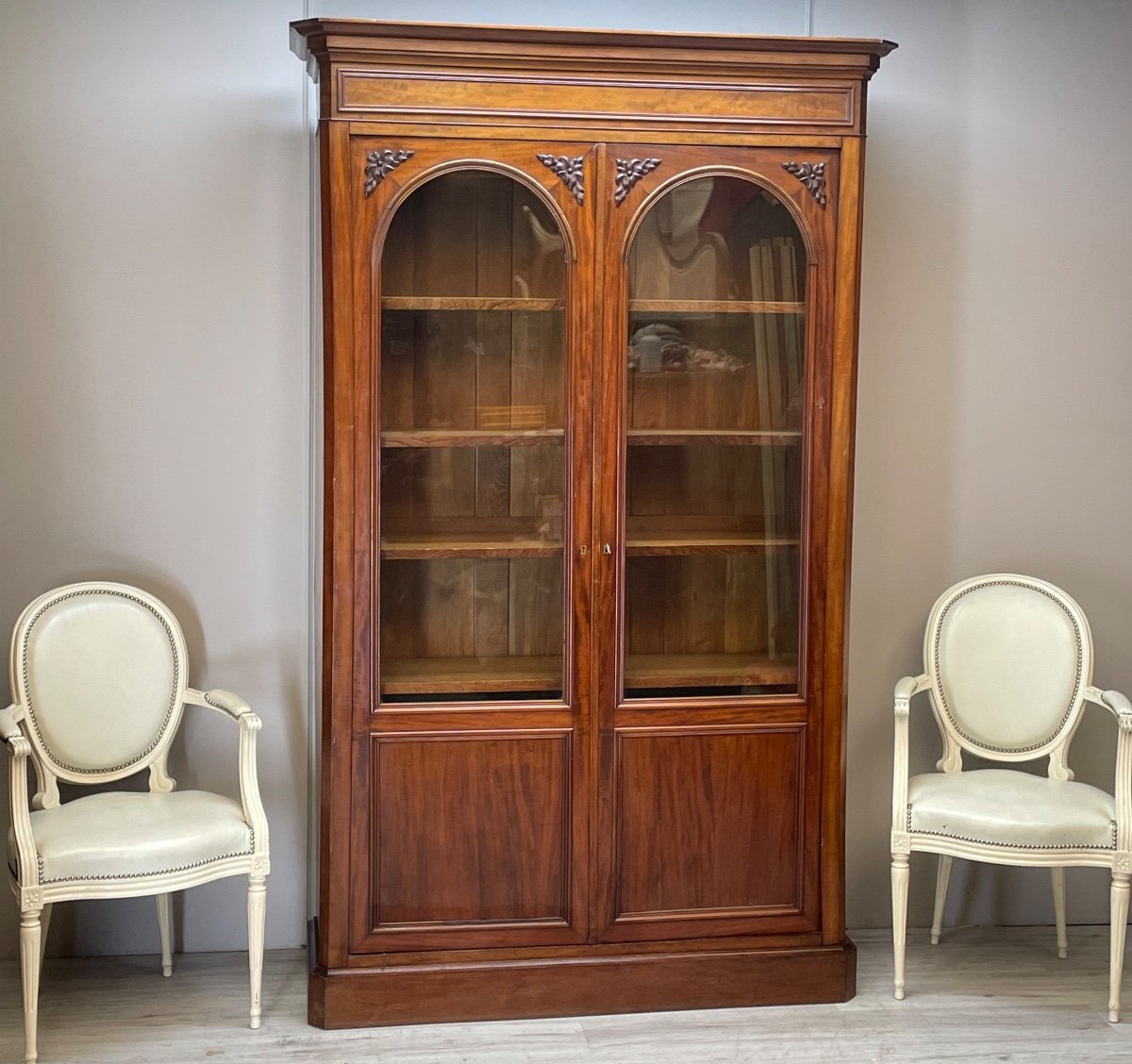 Large 19th Century Flamed Mahogany Bookcase 