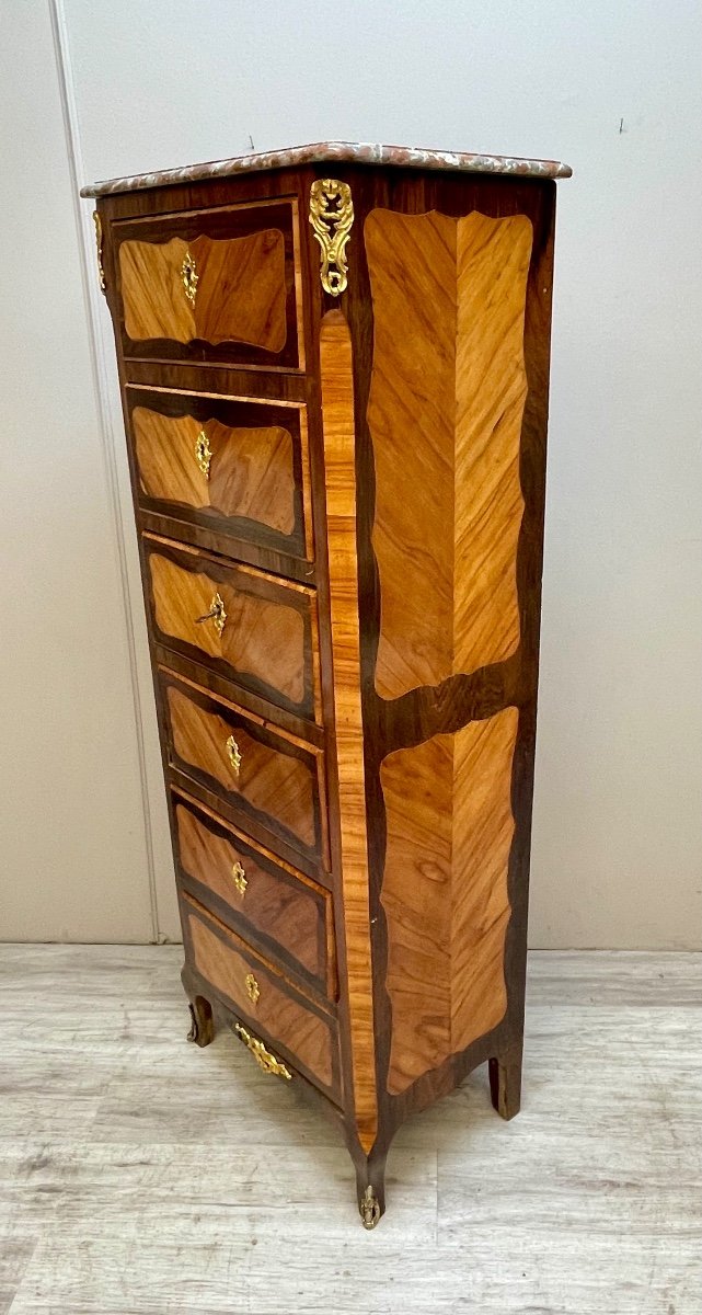 Small Transition Period Chiffonier In Marquetry -photo-1