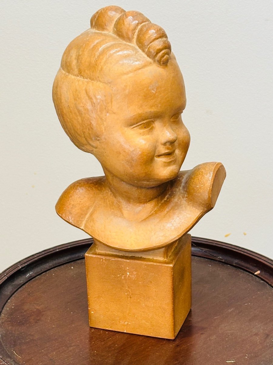 Ch. Lemanceau Terracotta Bust Of Laughing Child -photo-3