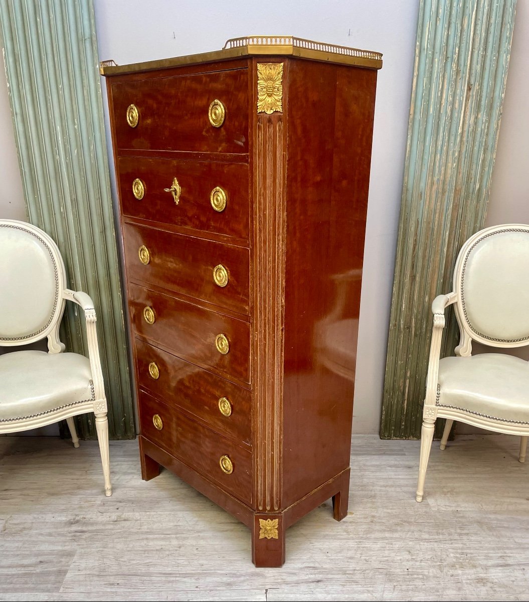 Beautiful Louis XVI Weekly Mahogany Cabinet From The 19th Century -photo-3