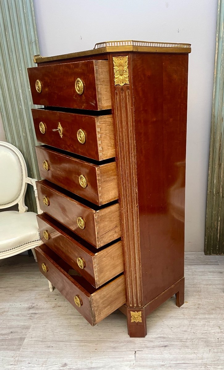 Beautiful Louis XVI Weekly Mahogany Cabinet From The 19th Century -photo-4