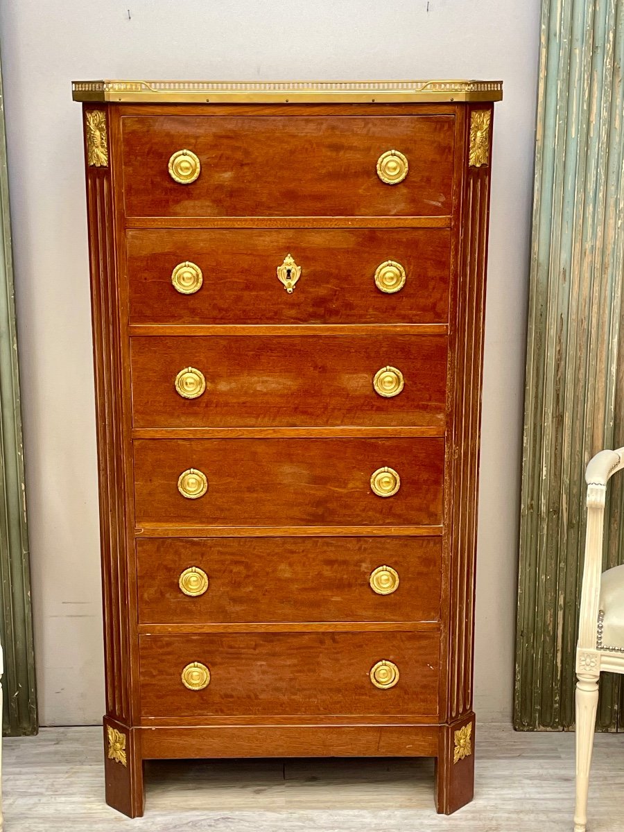 Beautiful Louis XVI Weekly Mahogany Cabinet From The 19th Century -photo-2