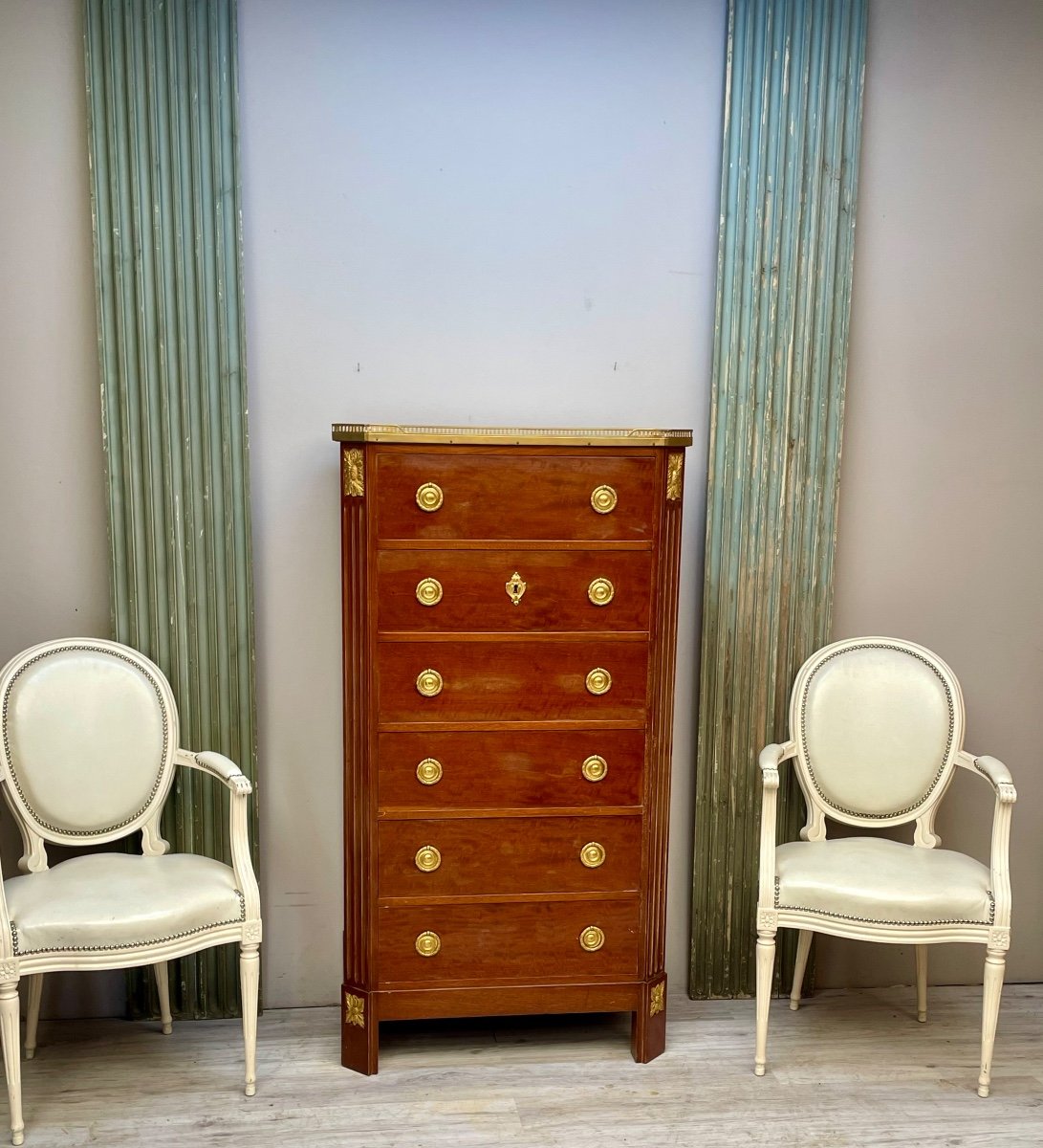 Beautiful Louis XVI Weekly Mahogany Cabinet From The 19th Century -photo-3