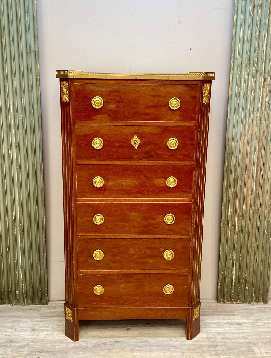 Beautiful Louis XVI Weekly Mahogany Cabinet From The 19th Century 