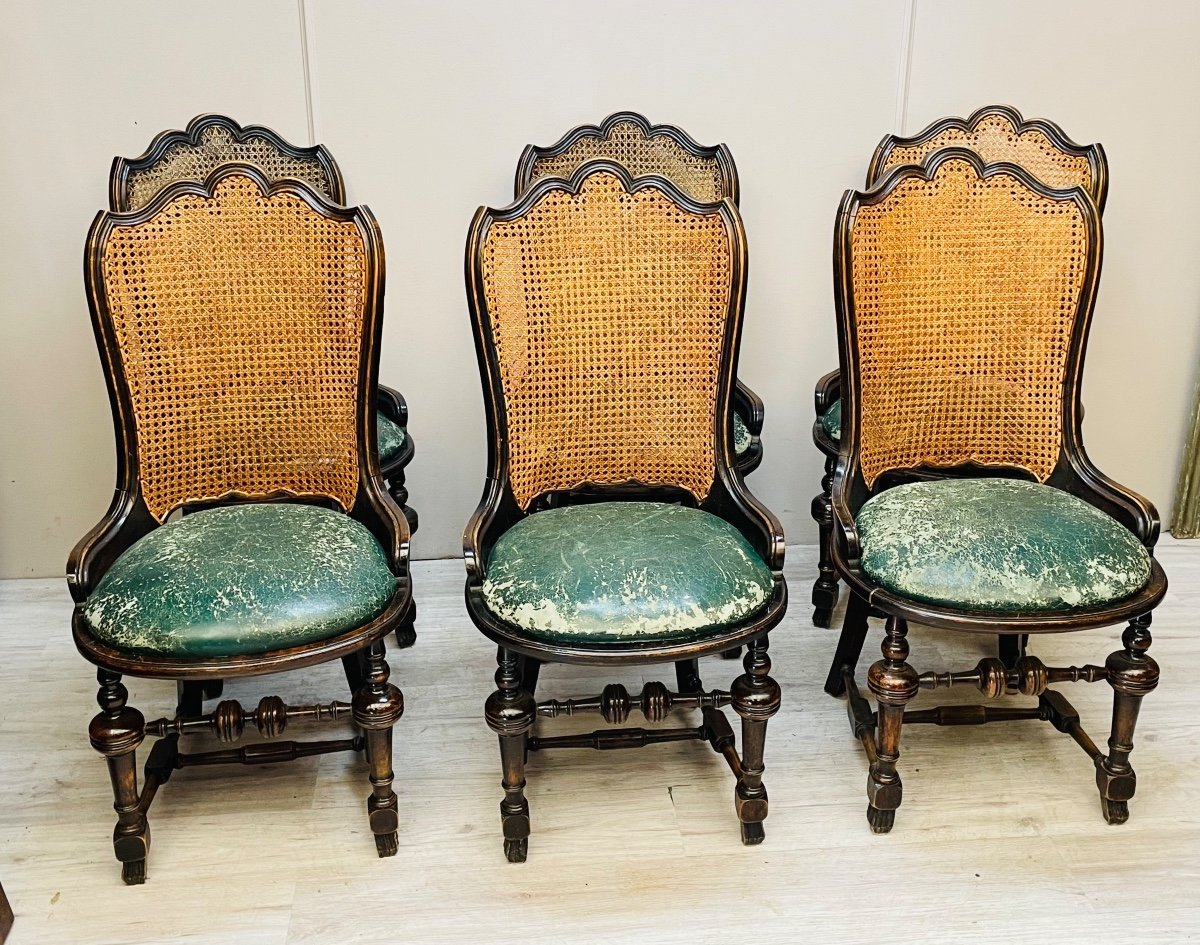 Set Of Six English Chairs With Scrolled Backs