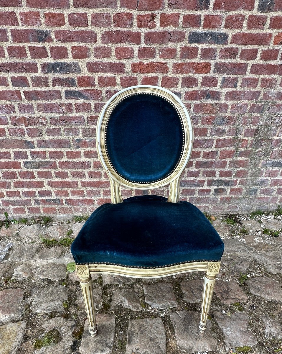 Suite Of 15 Louis XVI Style Lacquer Medallion Chairs -photo-3