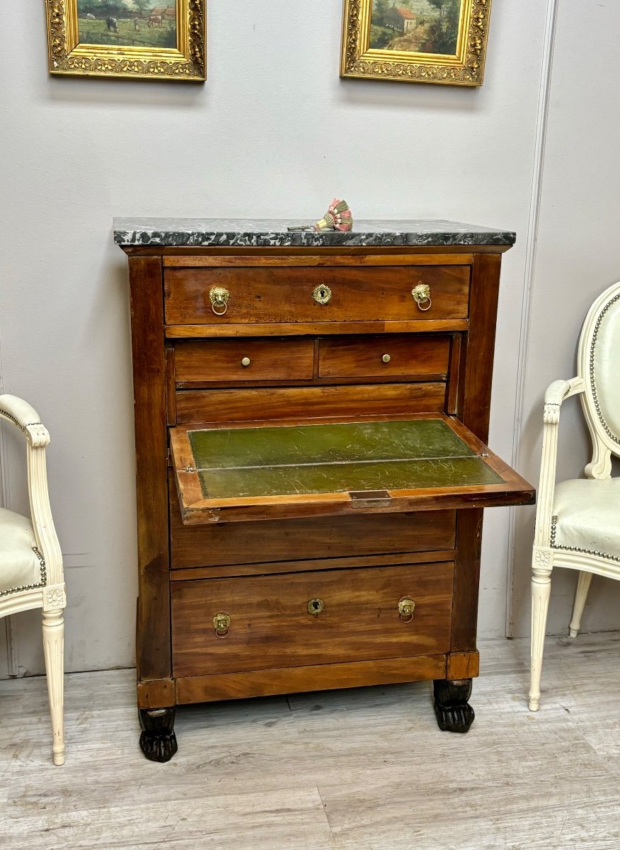 commode formant secrétaire en acajou d’époque empire 