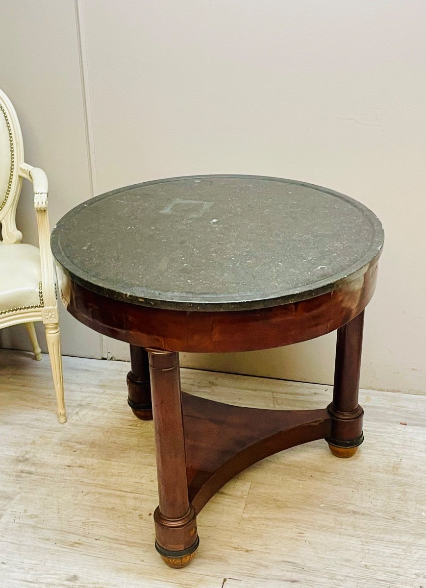 Round Pedestal Table In Flamed Mahogany, Empire Period -photo-2