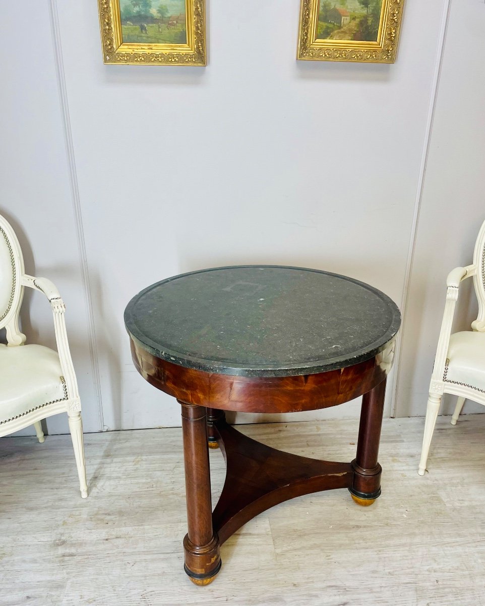 Round Pedestal Table In Flamed Mahogany, Empire Period -photo-4