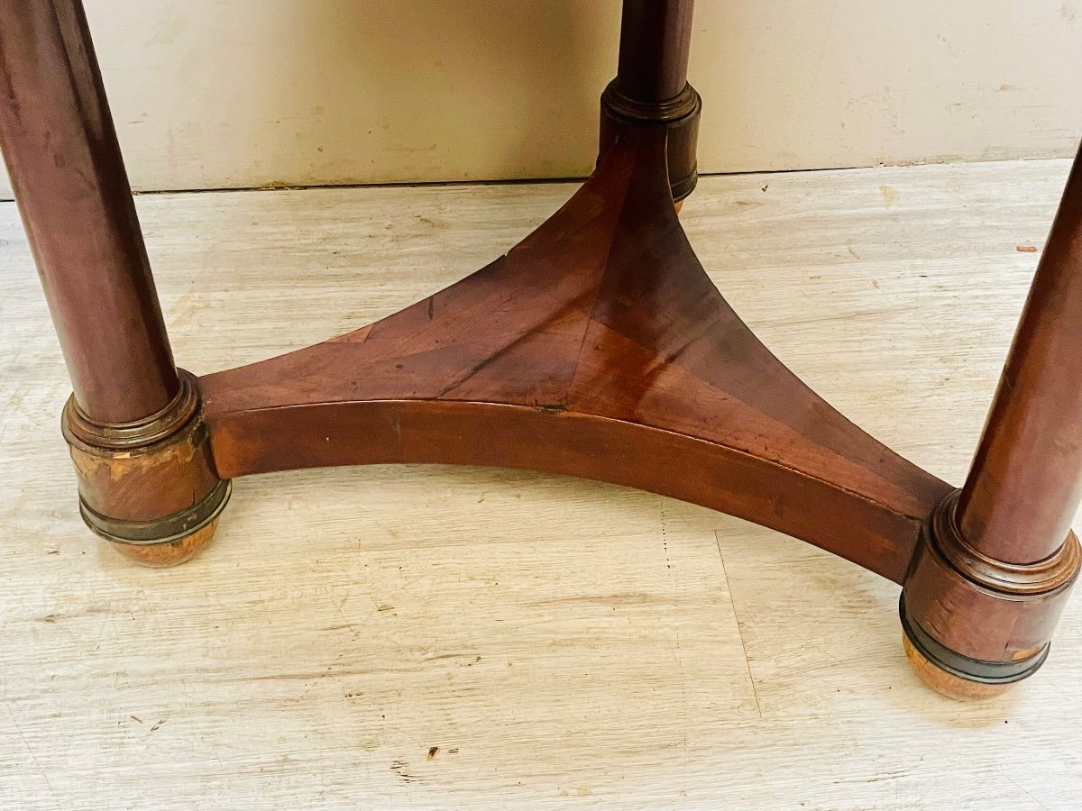 Round Pedestal Table In Flamed Mahogany, Empire Period -photo-2