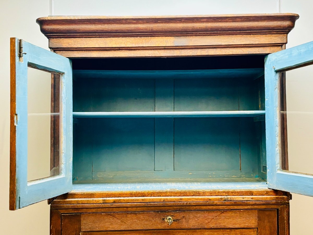 Secretary Forming A 19th Century Oak Display Case -photo-4