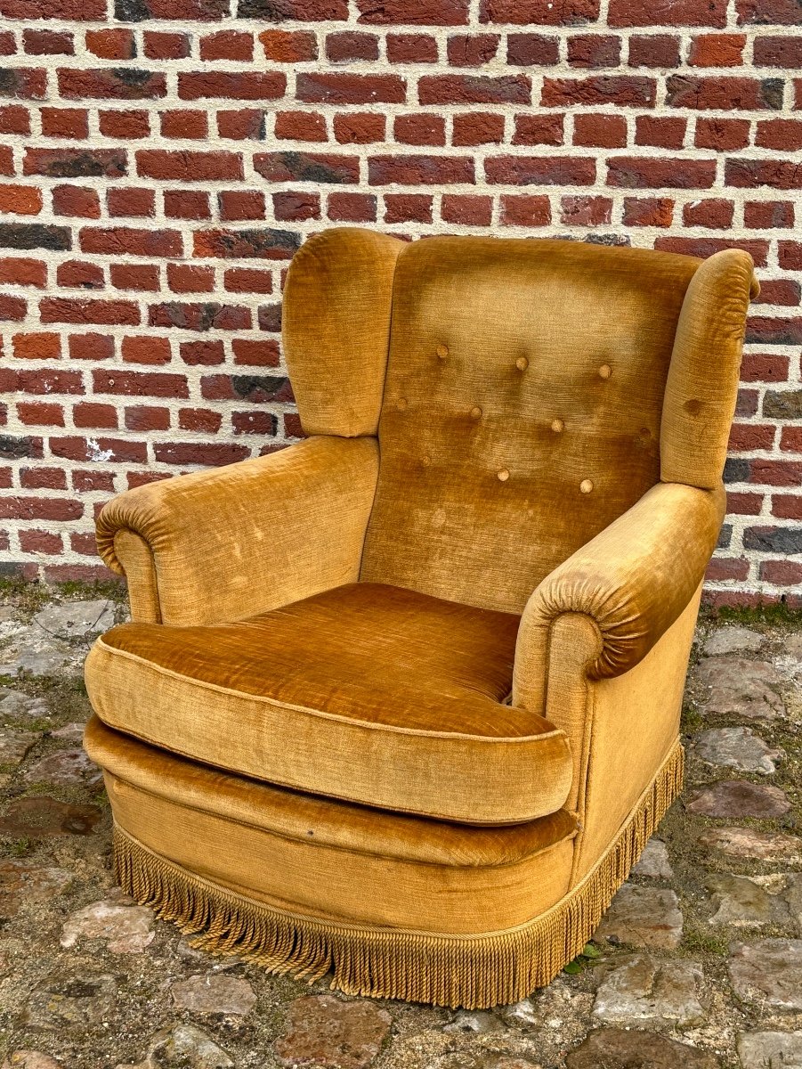 Fauteuil crapaud et son pouf d’époque napoléon III-photo-4