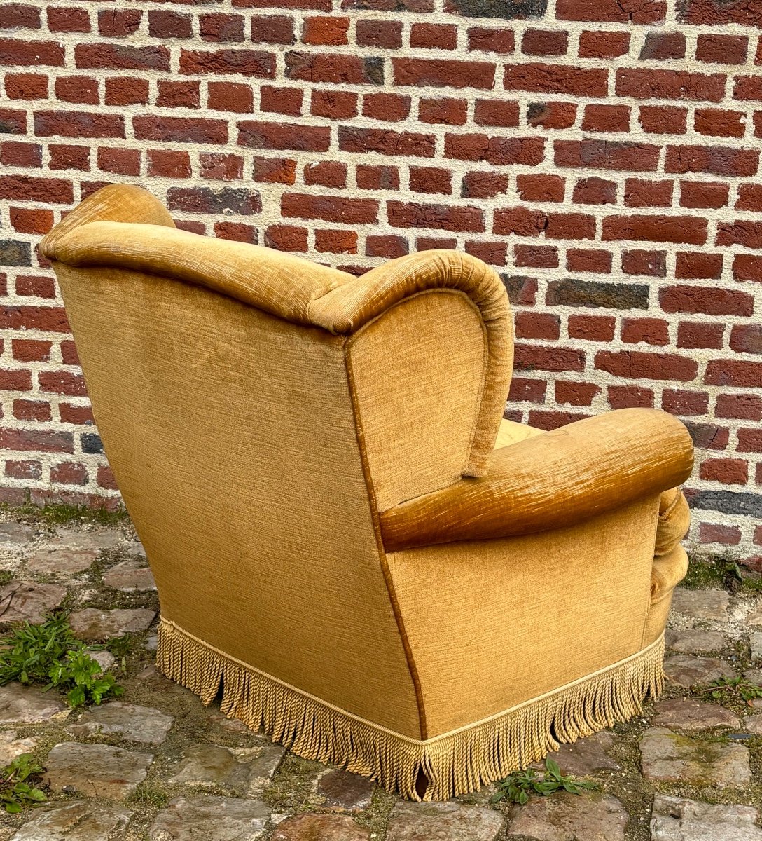 Fauteuil crapaud et son pouf d’époque napoléon III-photo-1