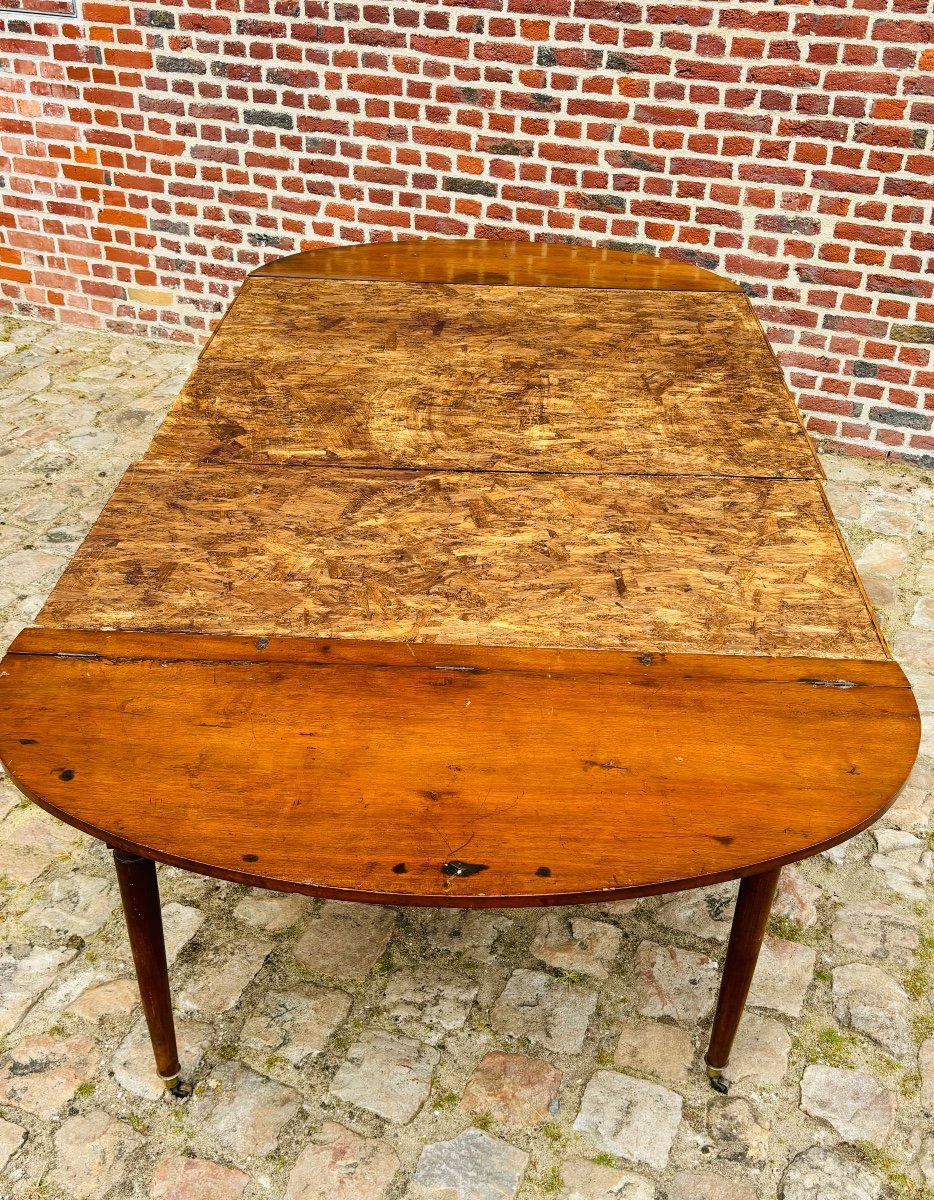 table demi lune 8 pieds en acajou d’époque Louis XVI -photo-1