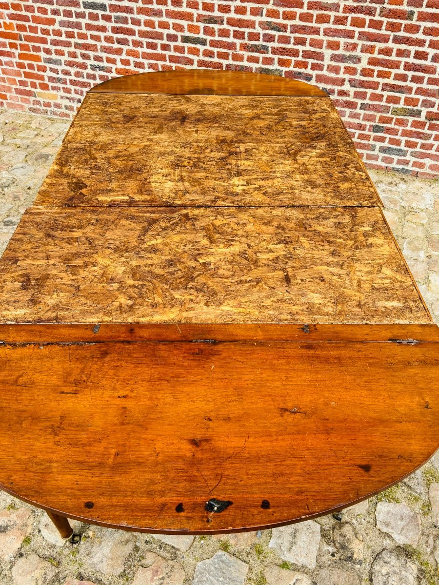 table demi lune 8 pieds en acajou d’époque Louis XVI -photo-5