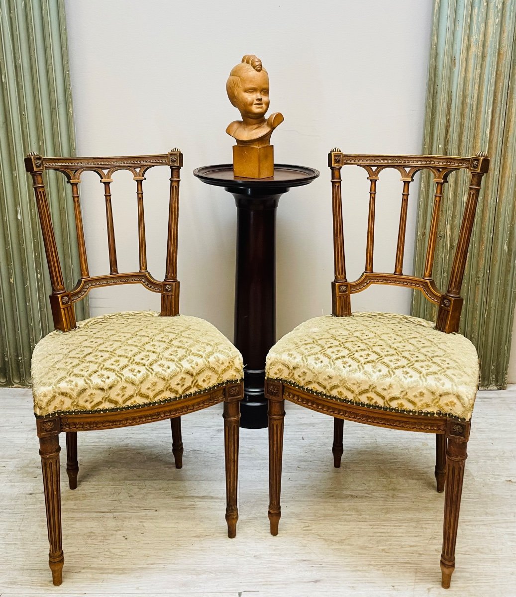 Pair Of Walnut Chairs From The Napoleon III Period 