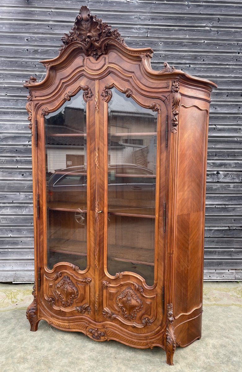 Large Louis XV Library In Walnut From The 19th Century -photo-2