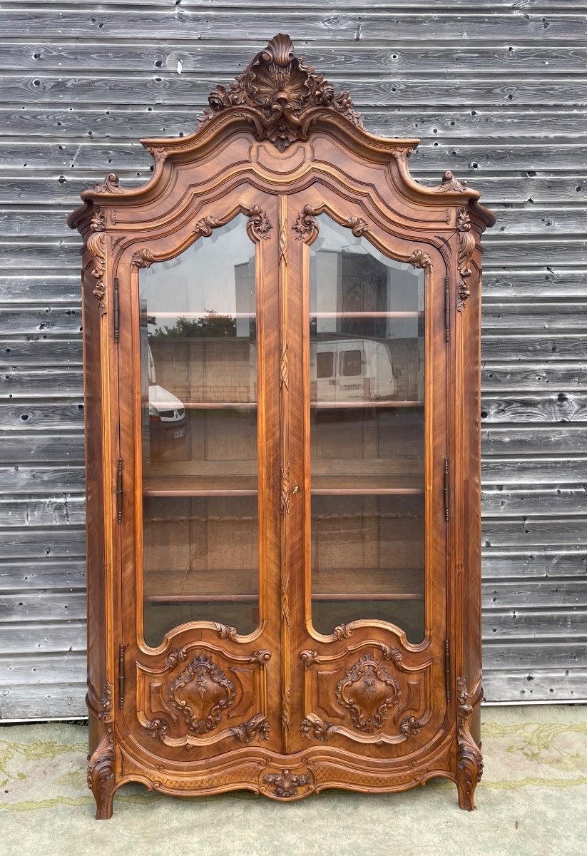 Large Louis XV Library In Walnut From The 19th Century -photo-5