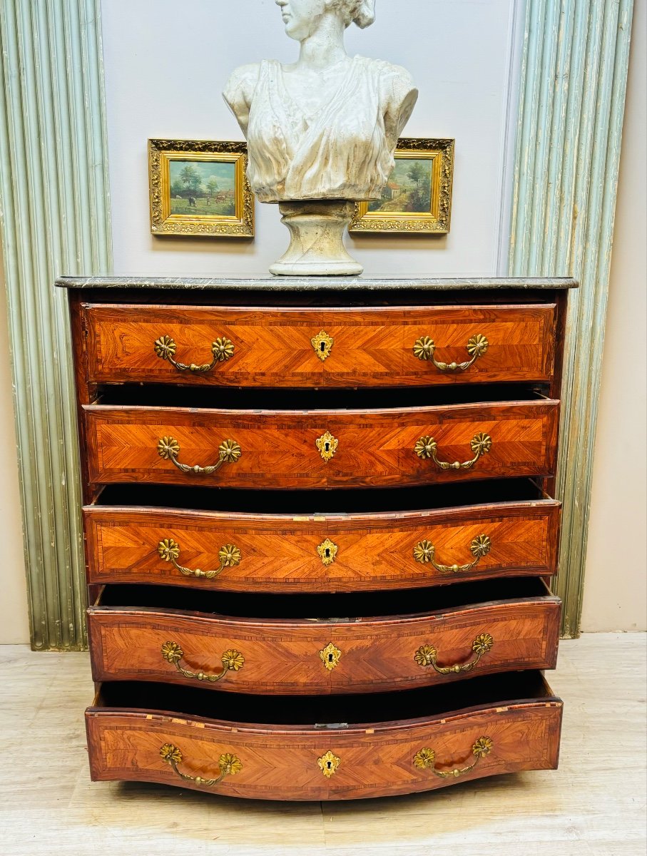 Louis XV Period Stamped Marquetry Commode -photo-3