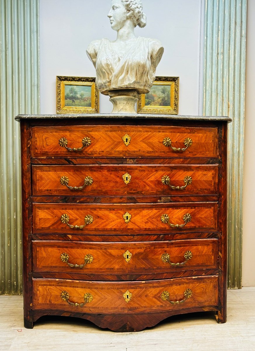 Louis XV Period Stamped Marquetry Commode -photo-5