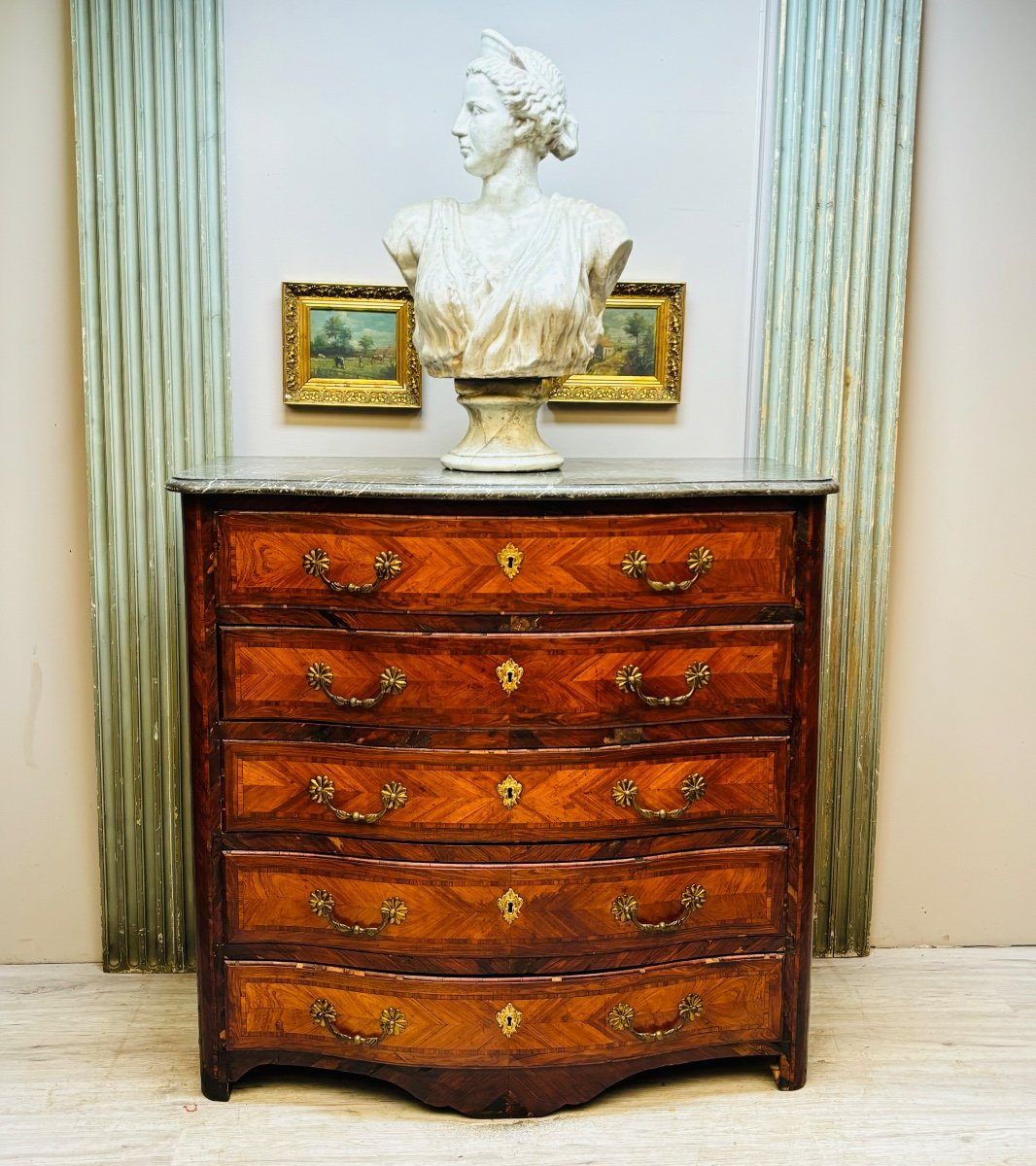 Louis XV Period Stamped Marquetry Commode -photo-6