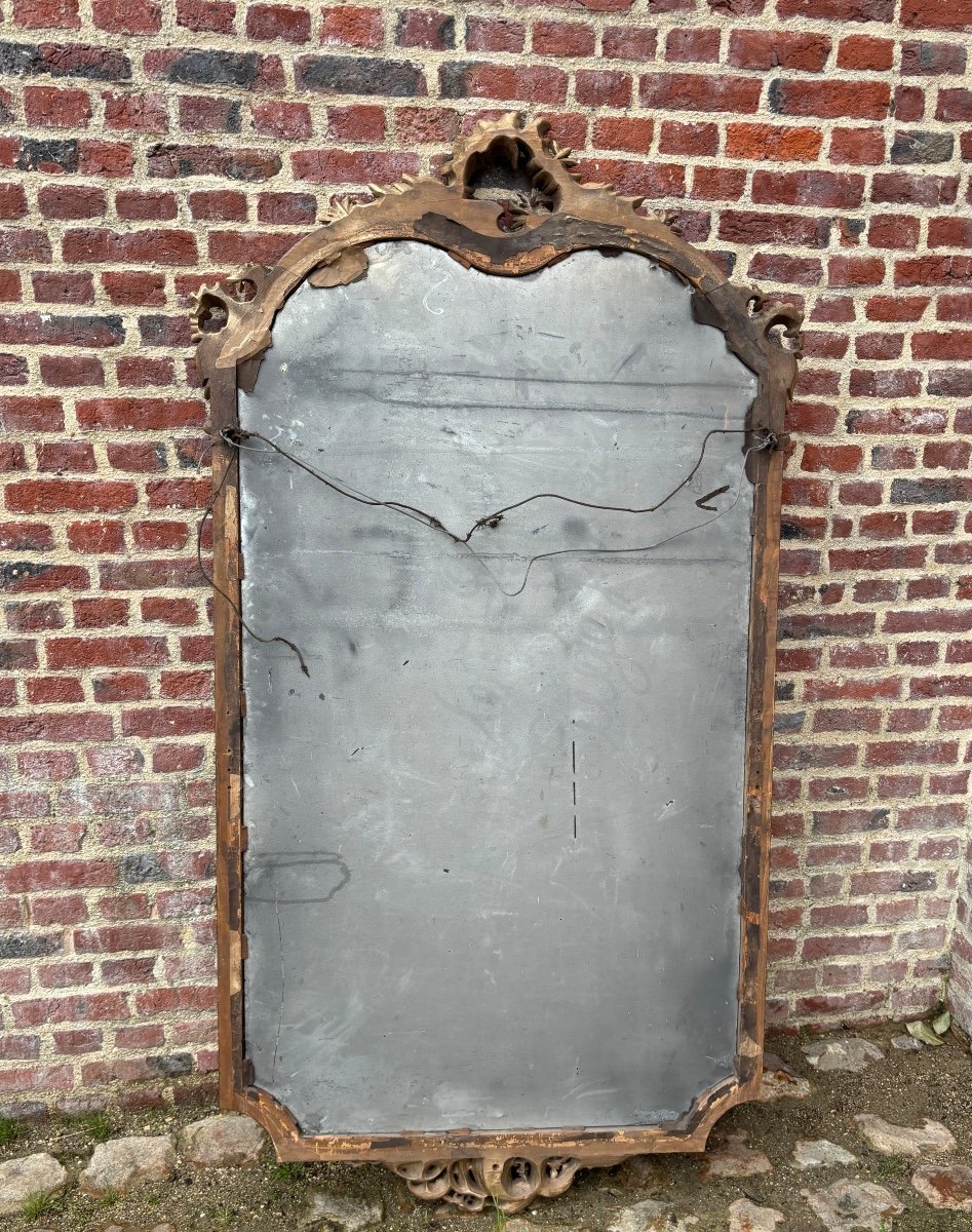 Large Hanging Mirror In Gilded Wood From The 19th Century -photo-1