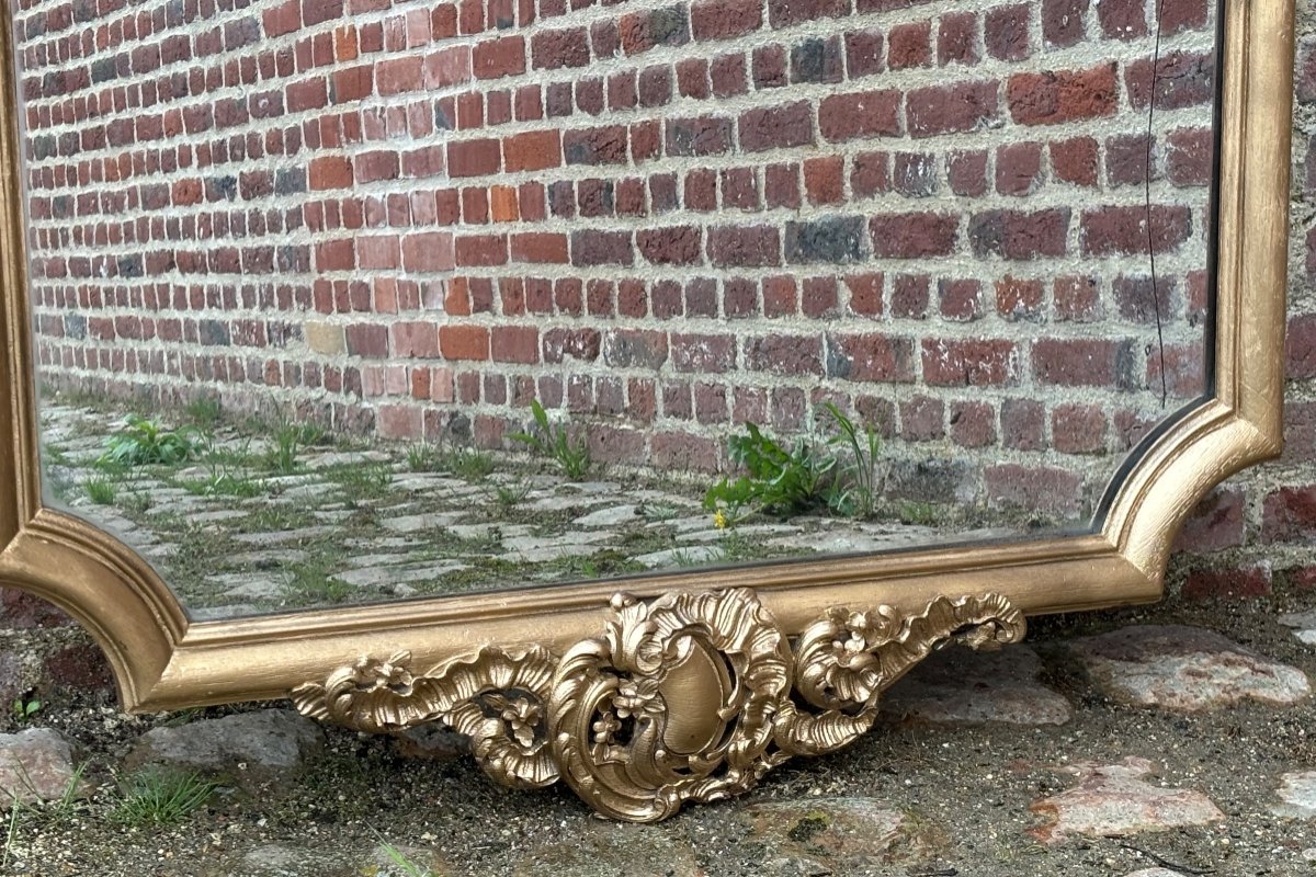 Grand miroir à suspendre en bois doré d’époque XIX éme -photo-2