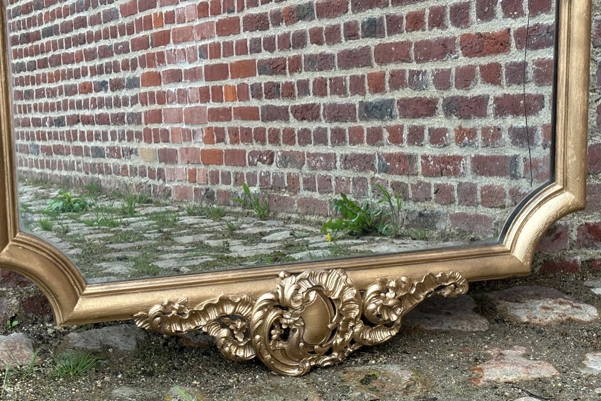 Large Hanging Mirror In Gilded Wood From The 19th Century -photo-2