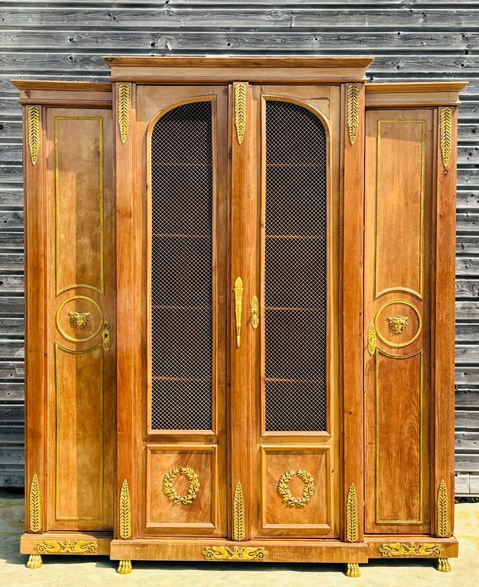 Large Empire Mahogany Library From The 19th Century 