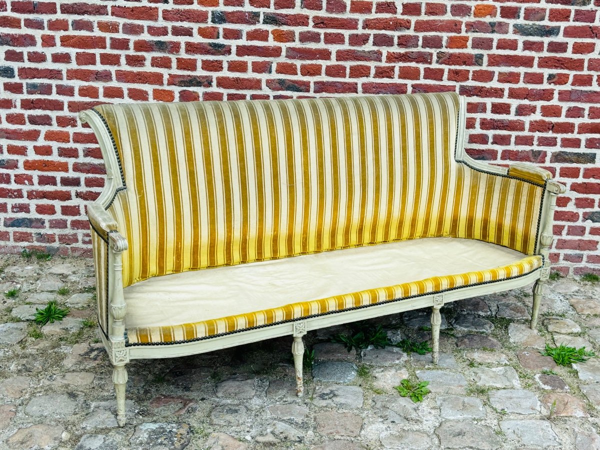 Banquette En Bois Laqué D’époque Directoire -photo-4