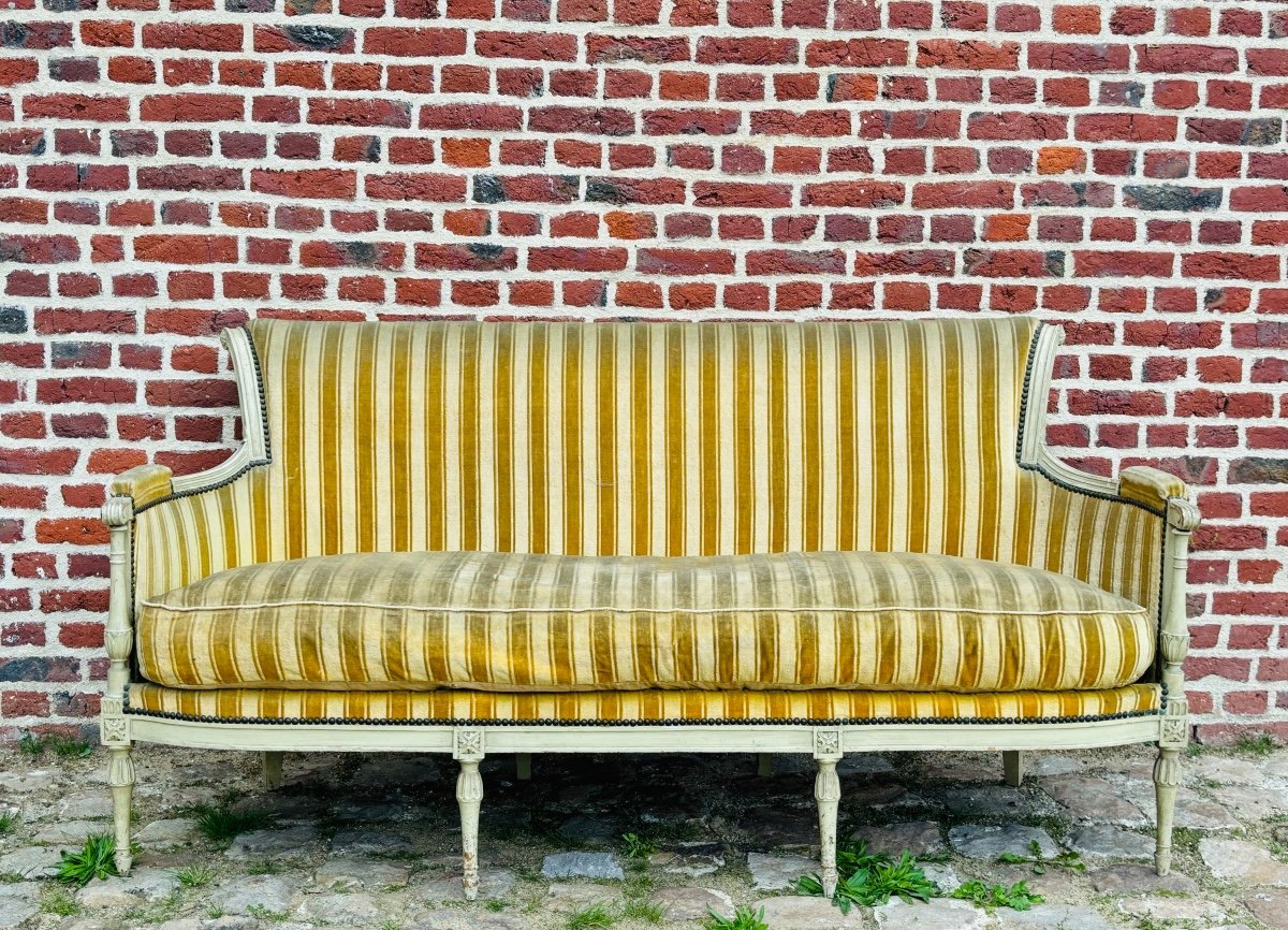 Banquette En Bois Laqué D’époque Directoire 